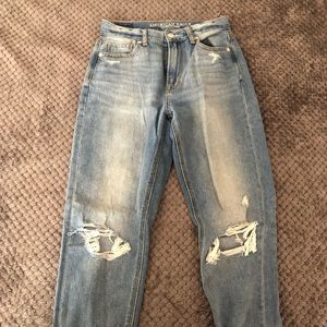 Distressed mom jeans